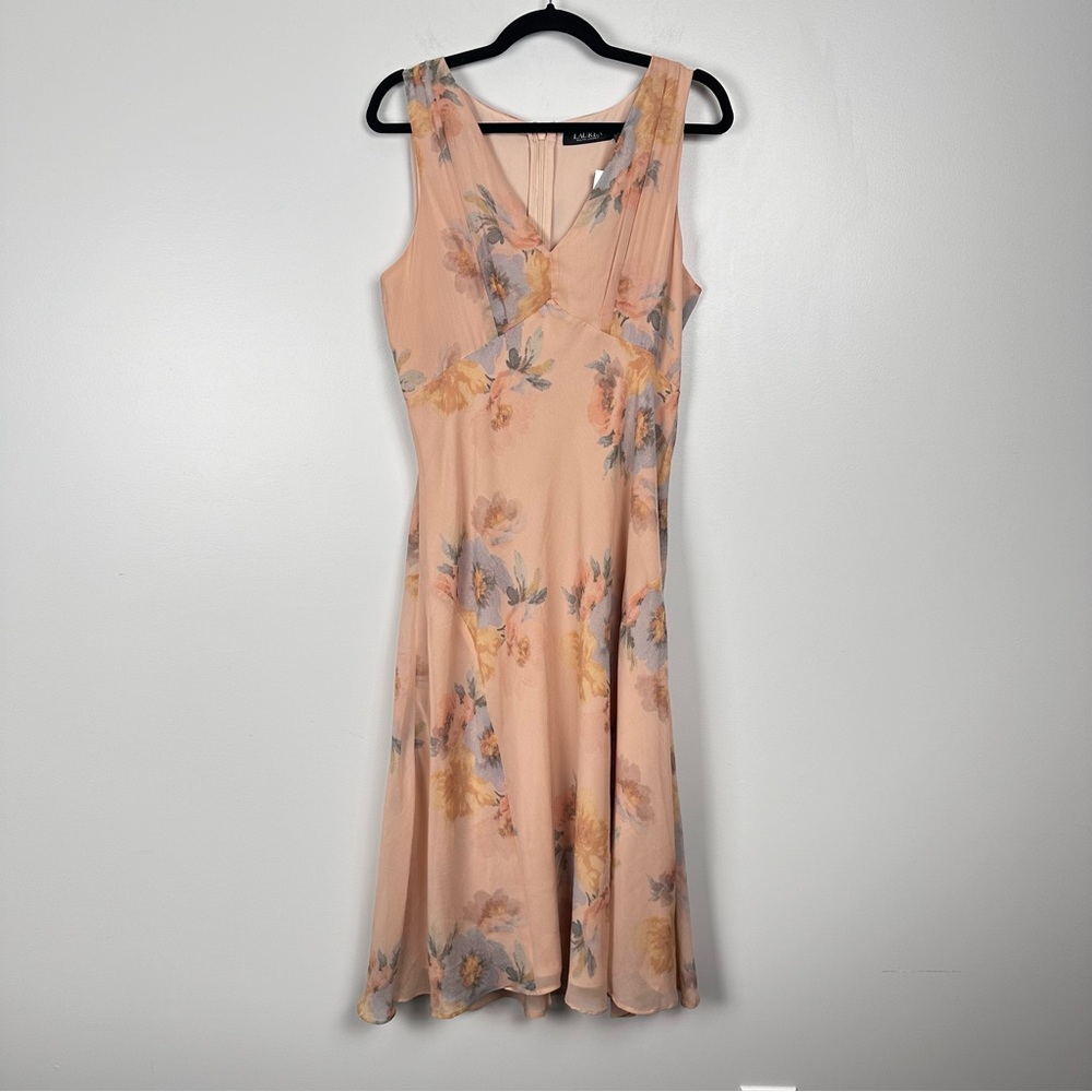 Lauren Women's Ralph Lauren Floral Crinkled Georgette Dress Size 12 NEW - Picture 3 of 8